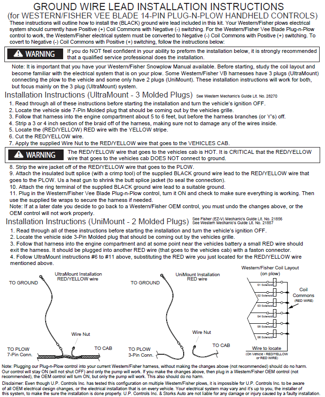 Ground Wire Lead Installation Instructions