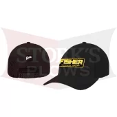 Fisher Black Woven Patch Hat Baseball Cap 