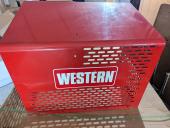 65264 Western Red Salt Spreader Gas Engine Cover Steel High Capacity 