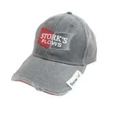 Grey Stork's Plows Baseball Cap Hat Velcro SnowEx Logo 