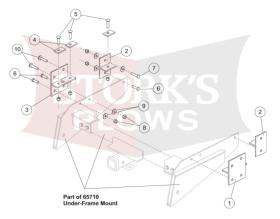 65780 Under-Frame Mount Brackets Western ProFlo Fisher Speed-Caster Ford Full Size 250HD 350 1980-1997