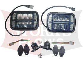 Aftermarket LED Heated Plow Lights Snow Headlight Set Universal