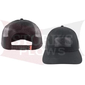 Western Black Leather Patch Hat Snowplow Baseball Cap 