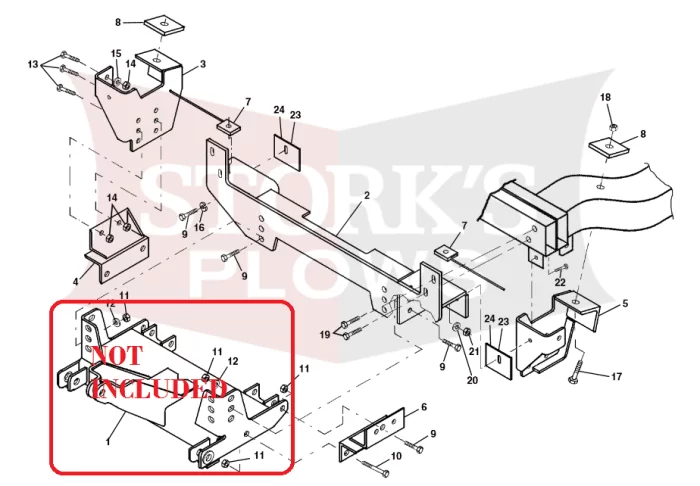 99100385 Snoway 3 Pin Plow Mount 1995+ Isuzu NPR GMC W3500 W4500 Tilt Cab 4x2 