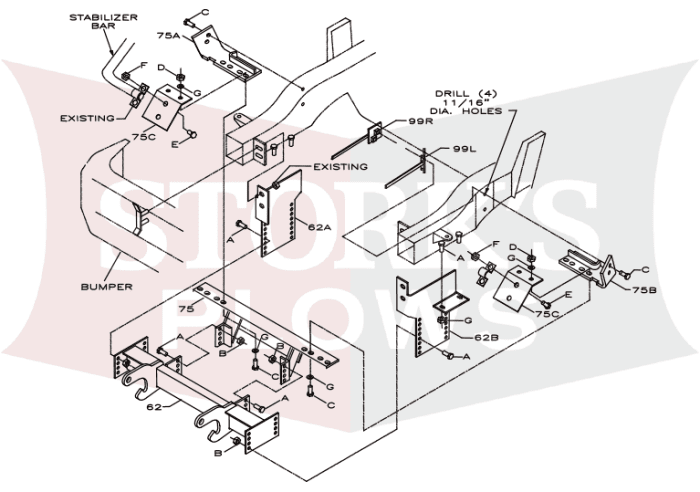 LTA03648 Boss RT3 Plow Mount 1992-1996 Ford F150