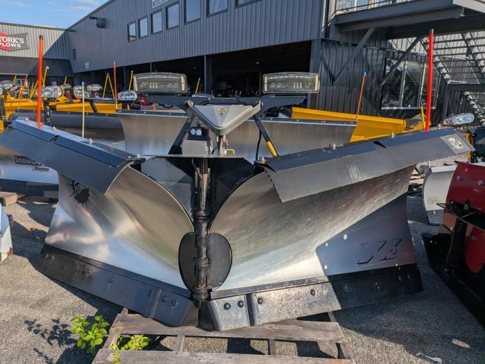 Used 9.5' XV2 Stainless Steel Fisher V Plow LED Minute Mount 2 Snow Plow Flared Wings