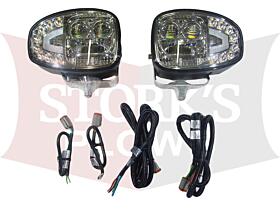 LED Heated Plow Lights Heavy Duty Snow Headlight Set w/Edge View